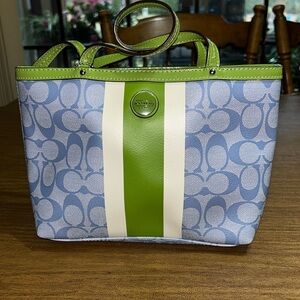 Coach Blue and Green Tote Bag A1878F49096